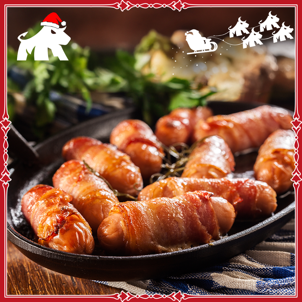 [XMAS175] 10 LUXURY SAUSAGES IN BACON (Chipolata)