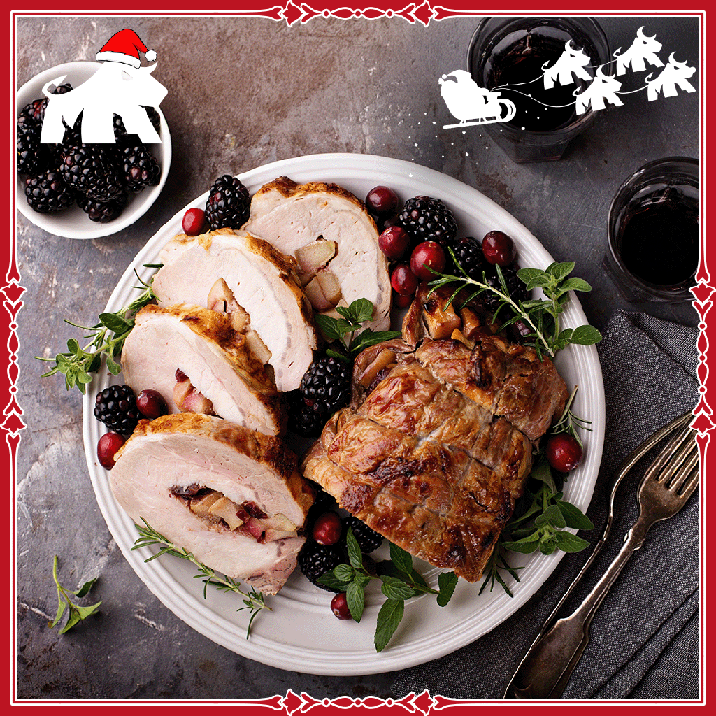 PORK LOIN BONED, SKINNED, STUFFED WITH SAGE & ONION (2 kg)